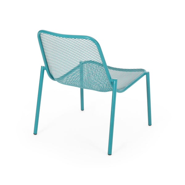 English Elm Kincaid Outdoor Iron Mesh Conversation Set Rust Resistant Patio Chairs with Side Table Teal N775P392159T