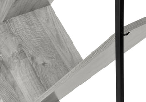 English Elm Bookshelf, 5-Tier Slanted Etagere with V-Shaped Open Shelves, Slim Black Metal Frame, 60" H Grey 39 L x 13 W x 7 H B2710P218980