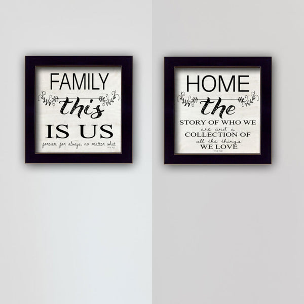 English Elm "family" 2 Piece Framed Wall Art Set with Matte Black Wood Frame Gallery Finish B06787090