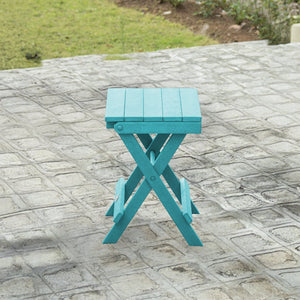 English Elm Riverstone Recycled Hdpe Folding Outdoor Bistro Table Weatherproof Patio Balcony Teal B2745P409702