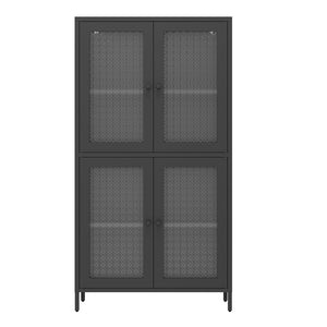 English Elm Classic Metal Storage Cabinet With 4 Glass Doors - Stylish Freestanding Bookcase For Any Room W2378P176269