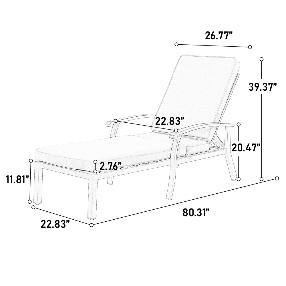English Elm Aluminium Cast lounge chair with adjustable backrest, rolling wheels & durable cross-weave frame for outdoor comfort and longevity Grey W640P314018
