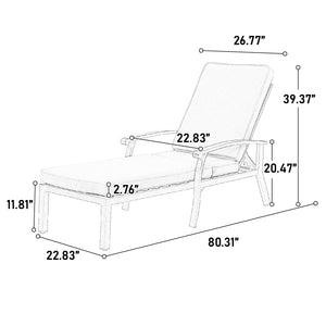 English Elm Aluminium Cast lounge chair with adjustable backrest, rolling wheels & durable cross-weave frame for outdoor comfort and longevity Grey W640P314018