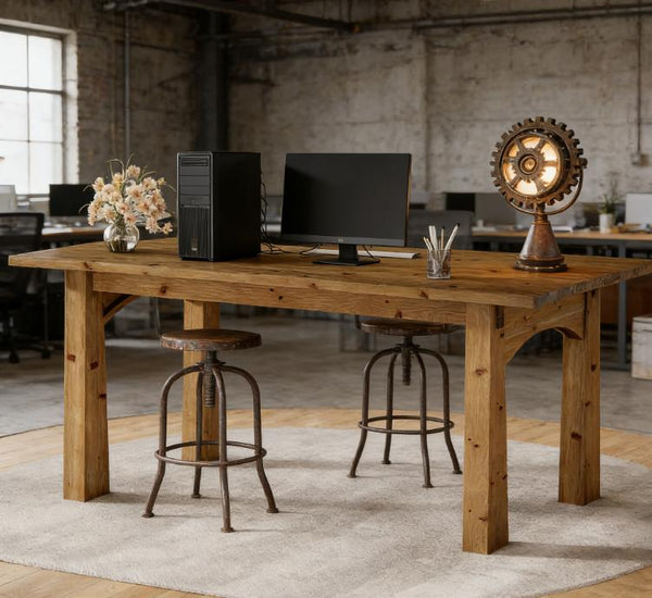 English Elm Executive Home Office Desk with Warm Wood Grain Finish and Spacious 63 Inch Worksurface T3971P460580