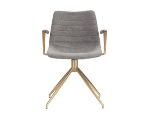 Sunpan Andres Swivel Dining Armchair – Elegant Industrial Design with Gold Legs for Stylish Dining Spaces Belfast Koala Grey