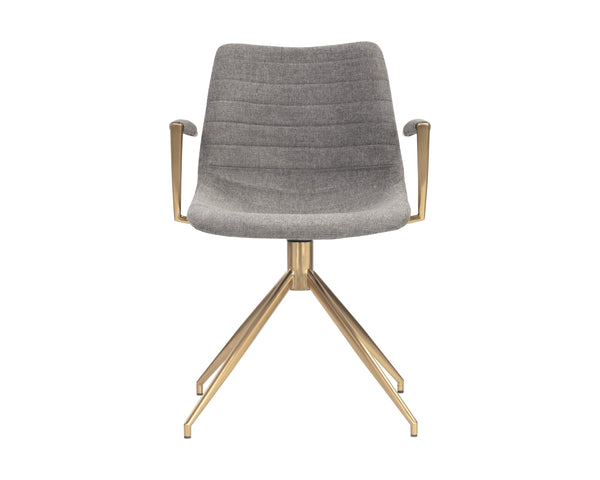 Sunpan Andres Swivel Dining Armchair – Elegant Industrial Design with Gold Legs for Stylish Dining Spaces Belfast Koala Grey