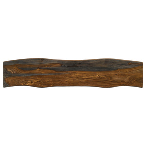 English Elm Neve Grey Sheesham Live Edge Bench 70" Rustic-Modern Dining Seat with Hairpin Iron Legs, Sleek B062S00872