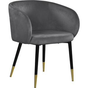 English Elm 1pc Velvet Barrel Back Accent Chair Gold Nailhead Trim Glamorous Curved Seat Gray B011P496764
