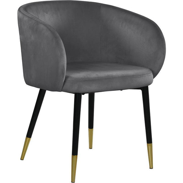 English Elm 1pc Velvet Barrel Back Accent Chair Gold Nailhead Trim Glamorous Curved Seat Gray B011P496764