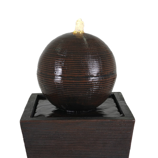 English Elm Christopher Knight Home® - 35.5"H Dark Brown Tall Column Fountain with LED Uplight, Concrete Retro Design, Weather-Resistant Serenity N765P324537G