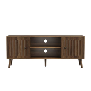 English Elm 55-inch Mid-century Media Console with Louvered Doors and Solid Wood Legs for Living Room W1706P465297