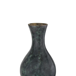 Luganzo Bronze Vase with Jade Green Patina and Polished Gold Ring – A Stunning Textural Accent Piece