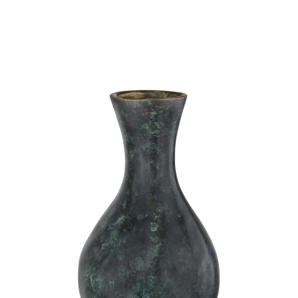 Luganzo Bronze Vase with Jade Green Patina and Polished Gold Ring – A Stunning Textural Accent Piece