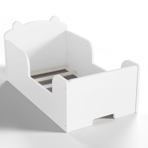 English Elm Toddler Bear Shaped Pine Floor Bed Low Profile Frame Safe Rounded Edges Kids Room White W1580P373252