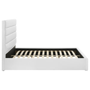 English Elm Talbot Cream Fabric Eastern King Platform Bed Tall Padded Headboard Modern Suite B062S01511