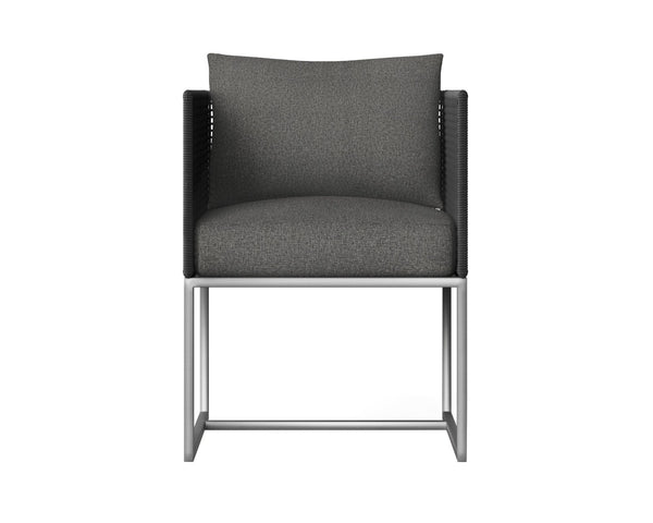 Sunpan CRETE DINING ARMCHAIR - DARK GREY - Modern, Durable, and Stylish Outdoor Seating for Elegant Spaces 109485