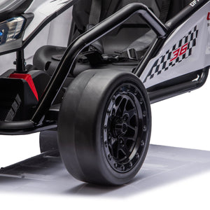 English Elm 24v Dual Motor Kids Go Kart with Drift Mode Roll Cage and Rear Suspension Ages 6 to 12 W1578P454061