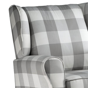 English Elm Patli Gray & White Fabric Glider Chair with Swivel, Pocketed Armrest, Soft Upholstery Comfort B2726P242561