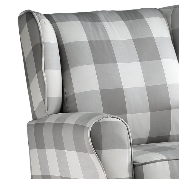 English Elm Patli Gray & White Fabric Glider Chair with Swivel, Pocketed Armrest, Soft Upholstery Comfort B2726P242561