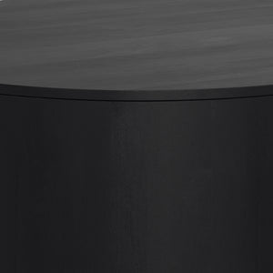 English Elm Millbury Solid Mango Wood Round Coffee Table Rustic Drum Design for Living Room Black B136P429088