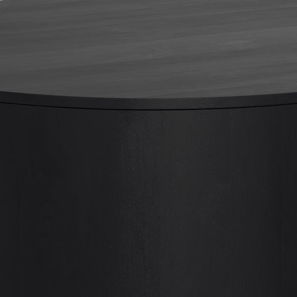English Elm Millbury Solid Mango Wood Round Coffee Table Rustic Drum Design for Living Room Black B136P429088