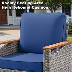 English Elm 73.2" Outdoor Handwoven Rattan 3 Seat Sofa with Olefin Cushions for Porch or Patio T3773P418282