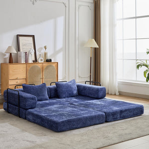 English Elm Compression Convertible Floor Sofa Bed – Stylish Chenille Loveseat, Easy Setup, Ideal For Small Spaces W3723P345645