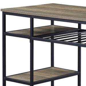 English Elm Rustic Kitchen Island With Open Shelving And Sturdy Black Frame – Perfect For Storage & Prep B062P184581-GIGA