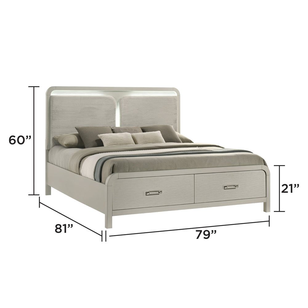 English Elm Aria Modern King Bedroom Set Upholstered Storage Bed Rubberwood Dresser Nightstand B009S01904