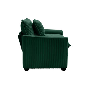 English Elm Mid-Century Modern Sectional Set - Plush Green Corduroy 3-Seater & Single-Seater With Pillows W714S00816