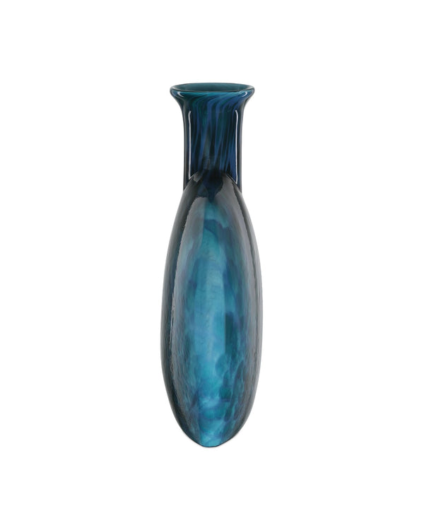 Currey & Company Pavonini Vase - Stunning Blue Glass Art With Unique Perfume Bottle Shape For Elegant Home Decor Blue Glass 1200-1012-currey-company