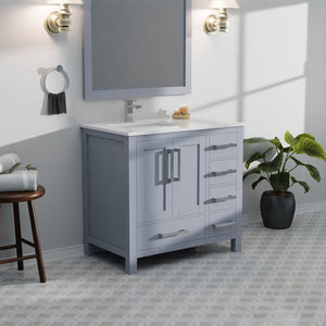 English Elm Dark Grey Bath Vanity 36" W X 22" D – Stylish Storage With Cultured Marble Top For Modern Bathrooms B2731P259033