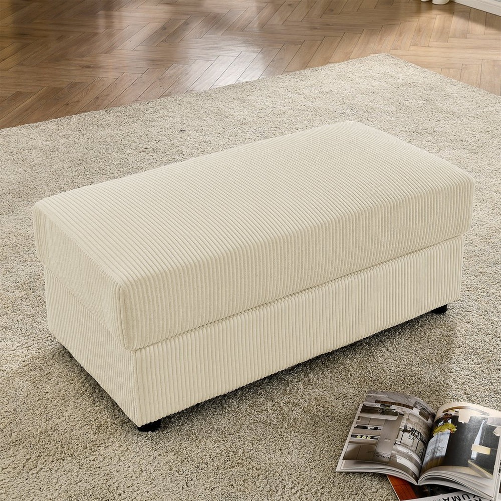 English Elm Regular Ottoman Plush Corduroy Footstool for Sofa 43"x21.7" Rectangular Sturdy 300lb Capacity Beige Comfortable Accent Piece for Living Room Bedroom Office W1117P251566