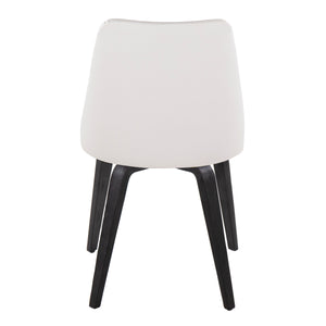 English Elm Marche Set Of 2 Contemporary Accent Chairs In White Faux Leather & Black Wood - Modern Comfort Upgrade B202S01252