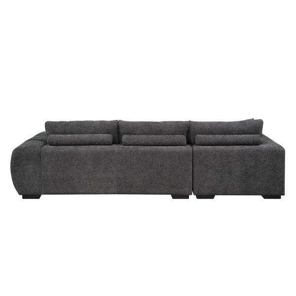 English Elm Chosen Chenille Sectional Sofa with Toss Pillows and Dual Chaises, Pocket Coil Seats, Durable Frame Gray 43 L x 81.88 W x 16.5 H B2726S00038