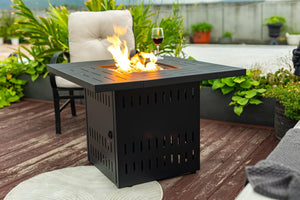 English Elm 34" 34inch Propane Fire Pit Table with 50,000 BTU Steel Body, Stainless Burner, Lava Rocks, ETL Approved W853P202186