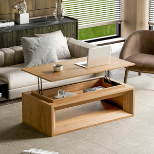 English Elm 43.3'' Wood Veneer Lift Top Coffee Table with Hidden Storage for Living Room Natural Wood W1435P453251