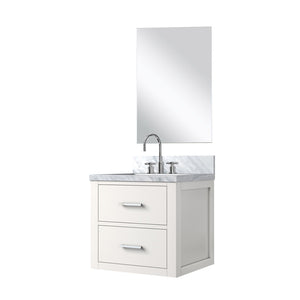 English Elm White Compact Bathroom Vanity Set With Acrylic Top, Mirror & Chrome Faucet – Ideal For Small Spaces B2731S01967-GIGA