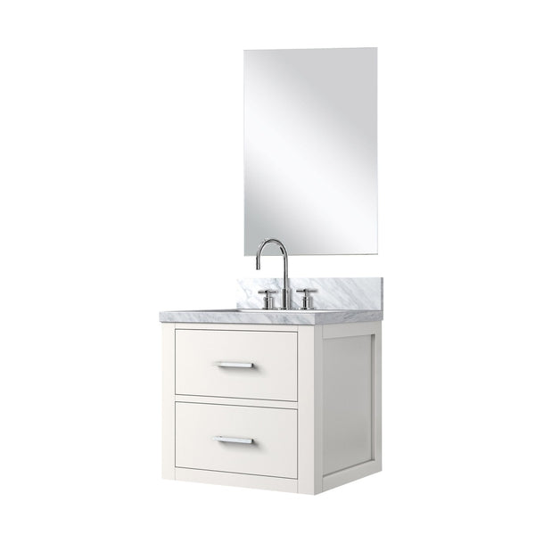 English Elm White Compact Bathroom Vanity Set With Acrylic Top, Mirror & Chrome Faucet – Ideal For Small Spaces B2731S01967-GIGA