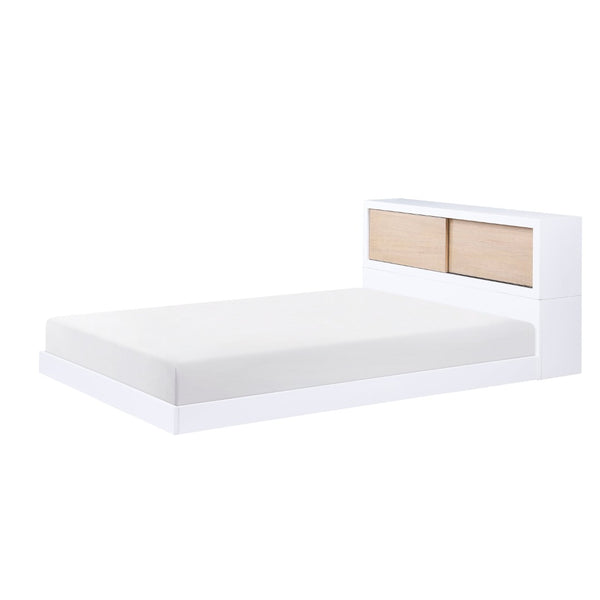 English Elm White Full Bed With Bookcase Headboard - Stylish Youth Furniture With Storage For Modern Bedrooms B011S01616-GIGA
