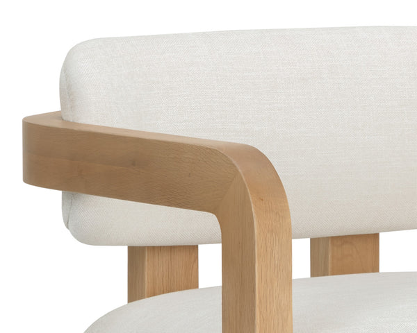 Sunpan Madrone Lounge Chair - Luxurious Top Grain Leather and Stunning Curved Oak Frame for Elegant Spaces Rustic Oak / Heather Ivory Tweed