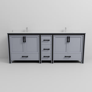English Elm Dark Grey Double Bath Vanity With White Quartz Top, Complete Faucet Set & Ample Storage Solution B2731P260665