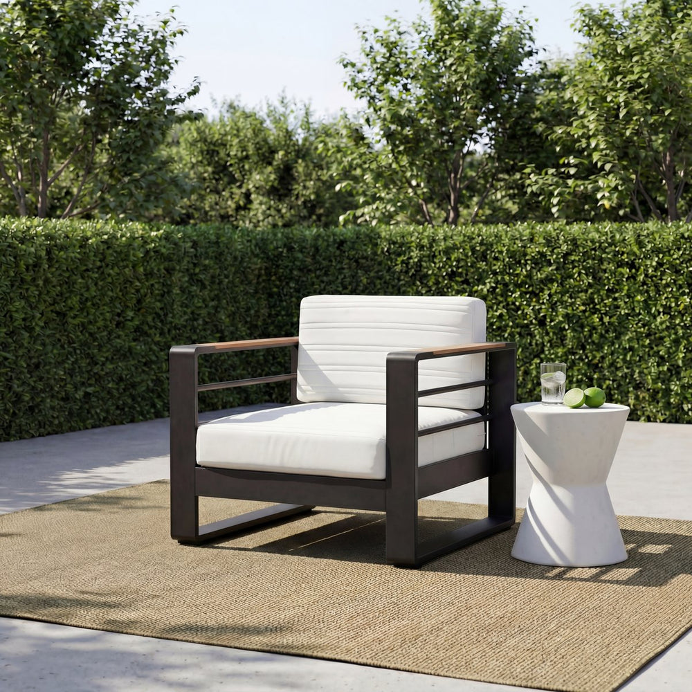 English Elm Giovanna Outdoor Club Chair Powder Coated Aluminum Slatted Resort Patio Seat N776P449941W