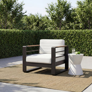 English Elm Giovanna Outdoor Club Chair Powder Coated Aluminum Slatted Resort Patio Seat N776P449941W