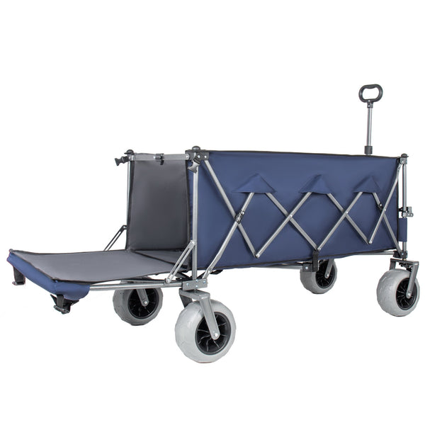 English Elm 67in Heavy Duty Utility Wagon with Extendable Tailgate and All Terrain Wheels 500lb Capacity Blue Gray W2932P417645