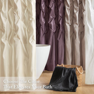 JLA Home Madison Park - Tufted Laurel Semi-Sheer Shower Curtain with Textured Tufting, Lightweight Polyester, Machine Washable White MP70-896
