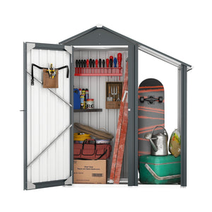 English Elm Campcraft Galvanized Steel Outdoor Storage Cabinet with Lockable Compartment and Firewood Rack W1598P382301