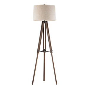 Wooden Brace 62'' High 1-Light Floor Lamp - Black D2817 Elk Home