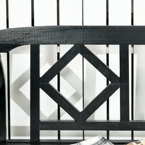 English Elm Outsunny Wooden Patio Bench - Rustic 3-Person Garden Seat With Diamond Backrest & Armrests, Black W2225P174073-GIGA