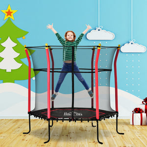 English Elm Soozier Kids Trampoline Spring Free Bungee Design with Safety Enclosure Net Indoor Outdoor W2225P217340